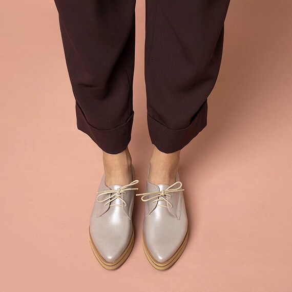 metallic oxfords womens