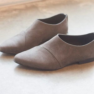 Casual Gray Leather Shoes Dress Shoes for Women Pointed - Etsy