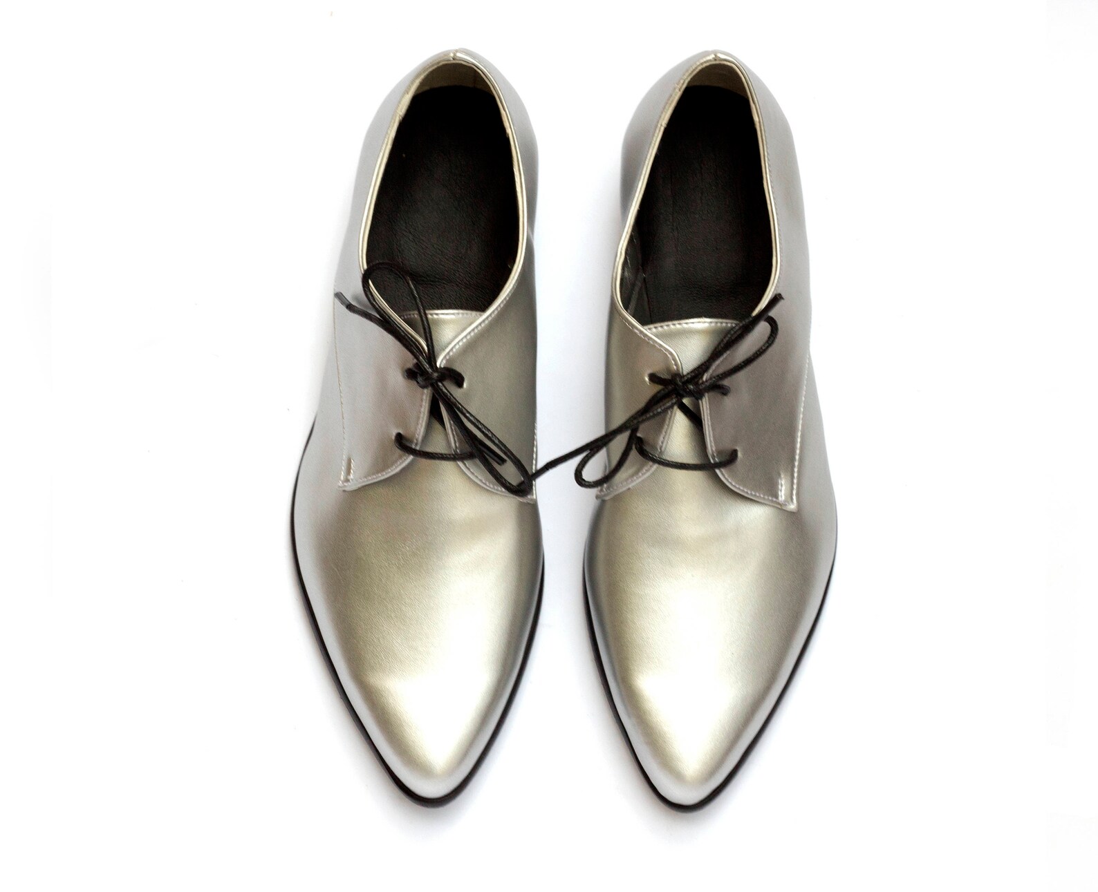 Silver Fine Vegan Oxford Shoes for Women Etsy