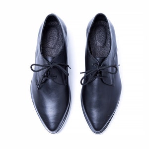 holly black buttero leather platform oxfords