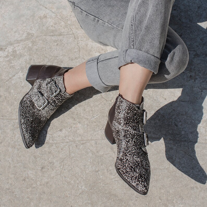 Brown Leather Boots, Designer Handmade Shoes, Pointed Toe Boots, Winter