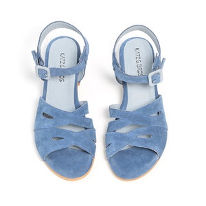 Blue Sandals, Handmade Leather Sandals, Greek Sandals, Ankle Strap Sandals Summer Shoes, Women Sandals image 3