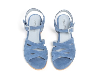 Blue Sandals, Handmade Leather Sandals, Greek Sandals, Ankle Strap Sandals Summer Shoes, Women Sandals