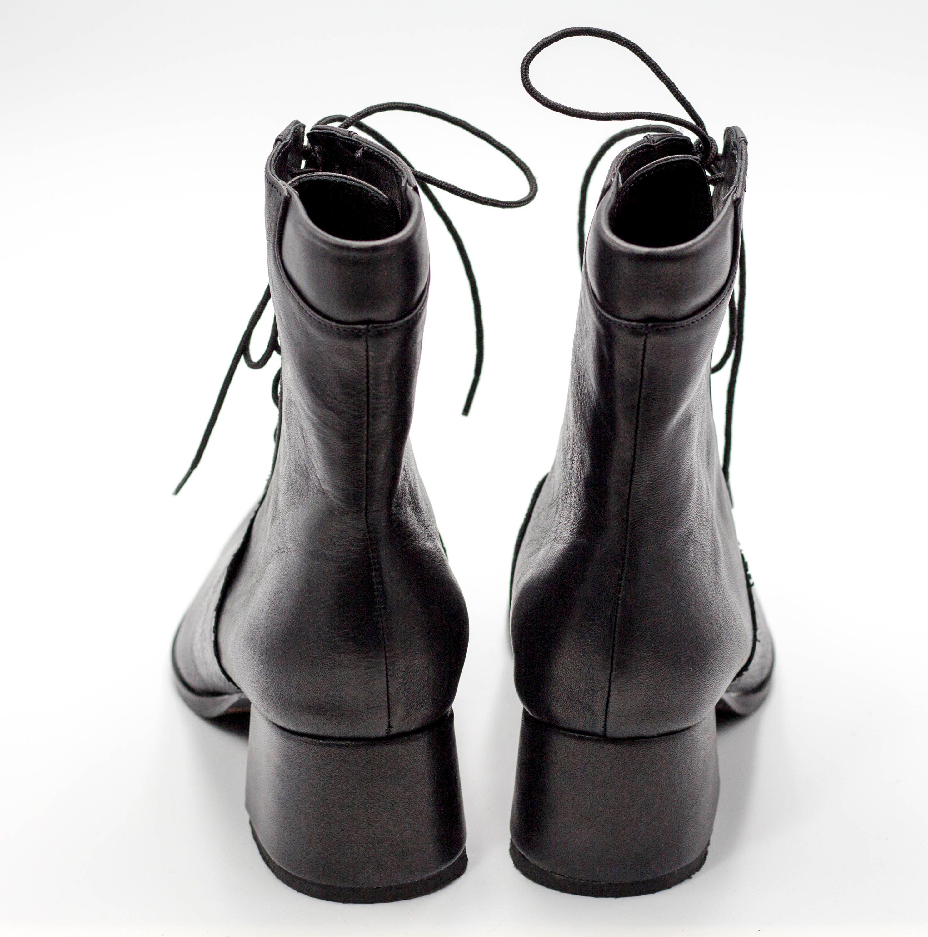 black snake print lace up boots