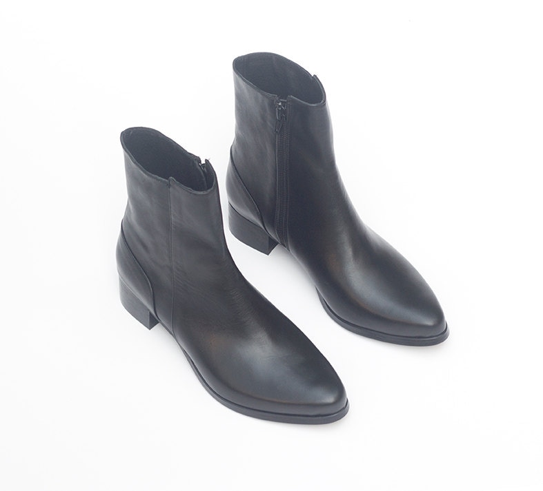 black ankle boots pointed toe