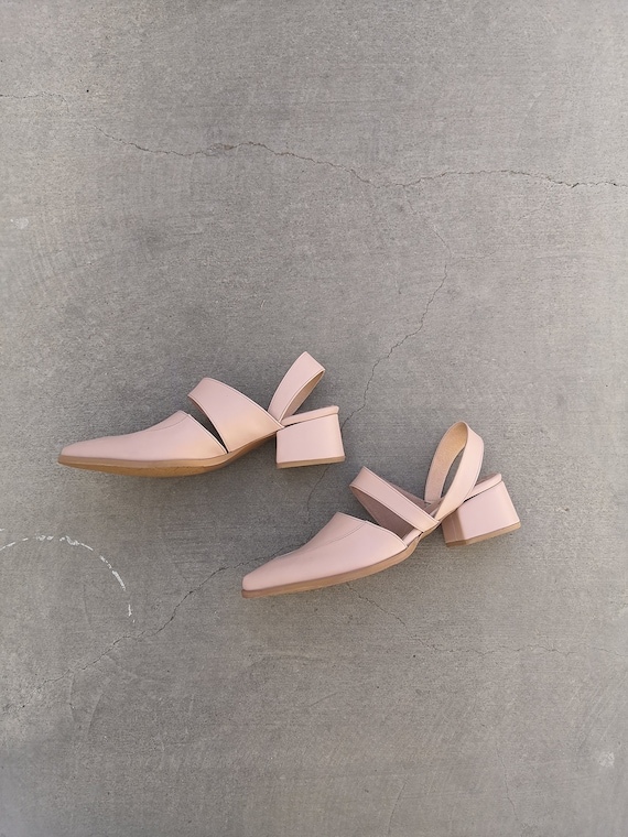 Nude pointed toe mules sale