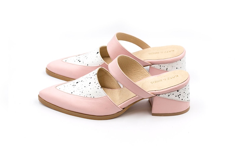 Pink Mules Leather Mules Women Shoes Pink Shoes Mule Etsy