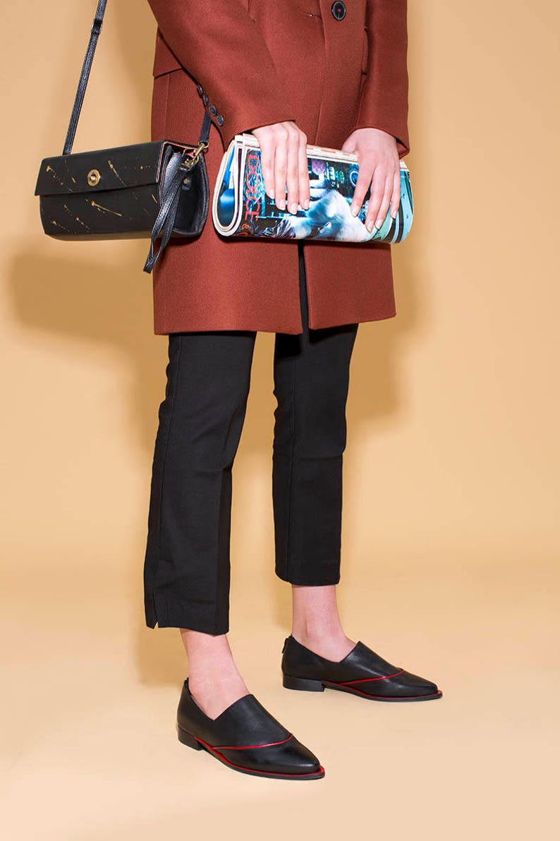 Frauen formelle Schuhe flache schwarze Lederschuhe elegante | Etsy