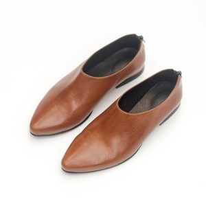 Women's Black Leather Shoes, Everyday Shoes, Flat Black Loafers, Fashion Handmade Shoes, Pointed slip on Shoes, Casual Shoes image 7