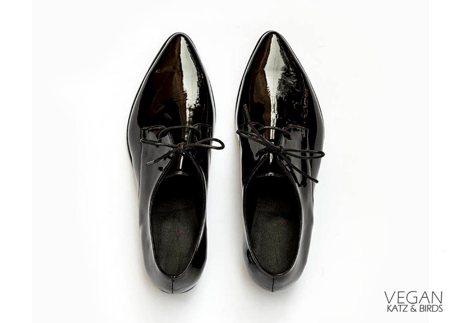 Shiny Black Oxfords Vegan Shoes for Women Stunning Pointed Etsy