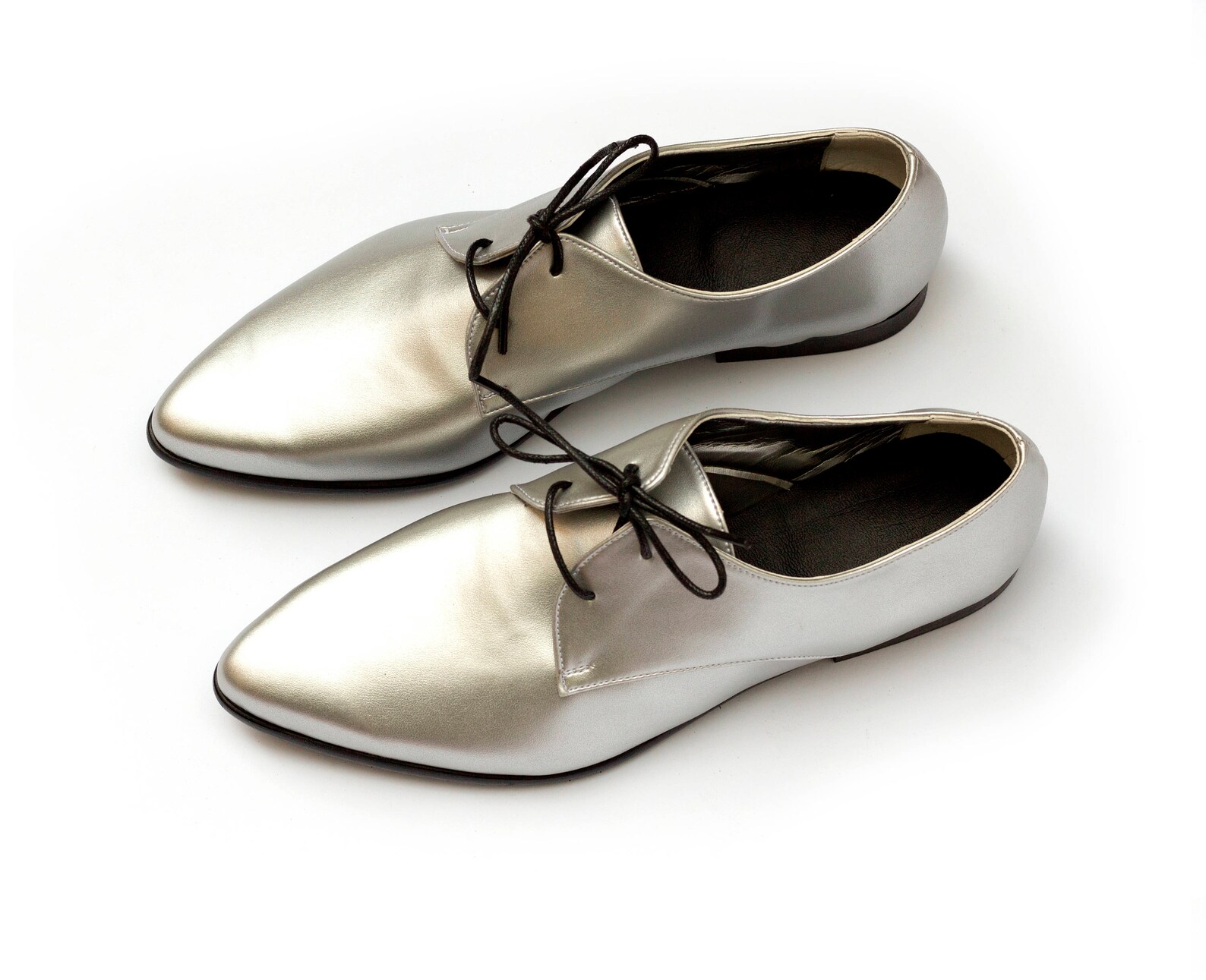 Silver Fine Vegan Oxford Shoes for Women Etsy