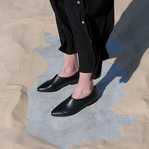 Formal Shoes For Ladies, Evening Shoes Flats, Slip On Shoes, Black Leather Shoes, Women Leather Flat Shoes, Comfortable Flat Black Shoes image 5