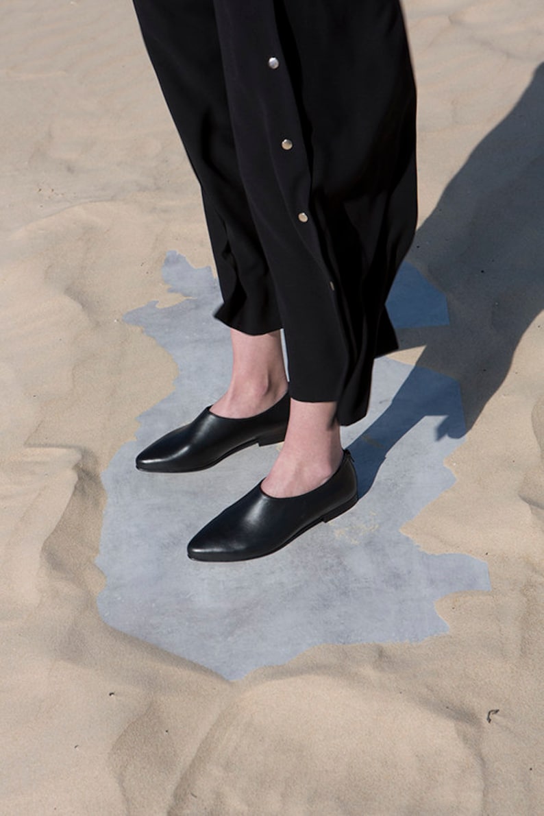 Formal Shoes For Ladies, Evening Shoes Flats, Slip On Shoes, Black Leather Shoes, Women Leather Flat Shoes, Comfortable Flat Black Shoes image 5