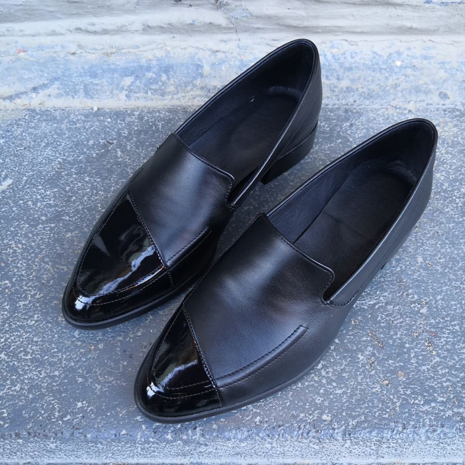Classic Black Women Loafers Flat Black Moccasins Comfortable | Etsy