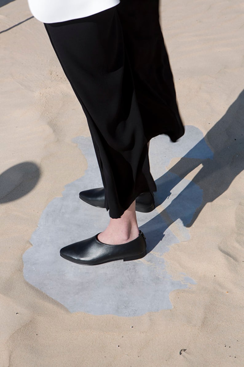 Formal Shoes For Ladies, Evening Shoes Flats, Slip On Shoes, Black Leather Shoes, Women Leather Flat Shoes, Comfortable Flat Black Shoes image 2
