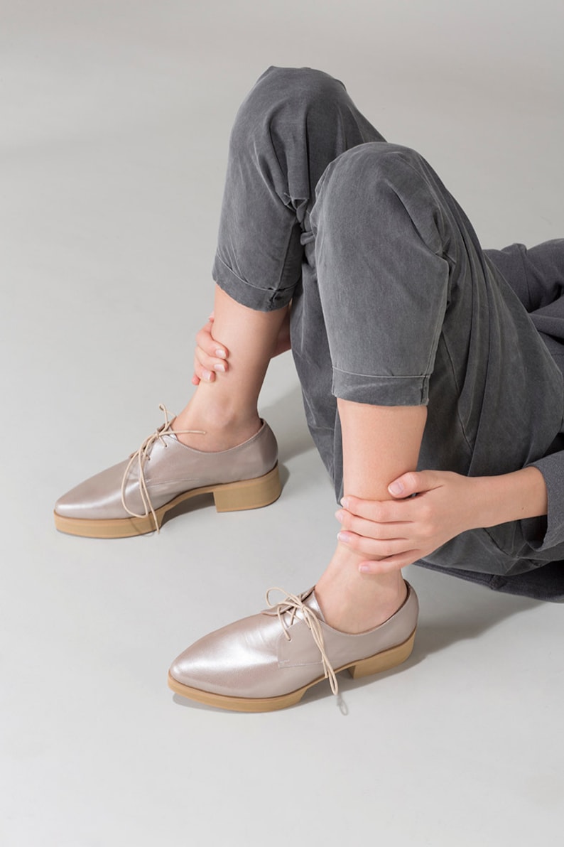 metallic oxford shoes