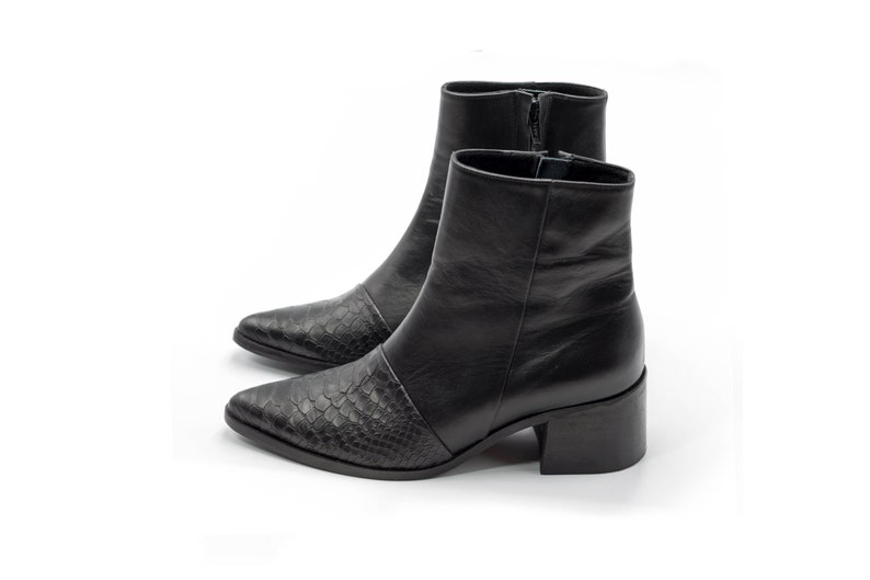 express snakeskin booties