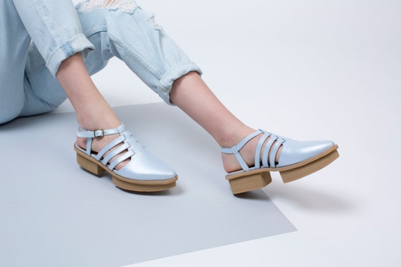 light blue platform heels