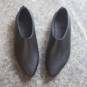 Formal Shoes For Ladies, Evening Shoes Flats, Slip On Shoes, Black Leather Shoes, Women Leather Flat Shoes, Comfortable Flat Black Shoes image 4