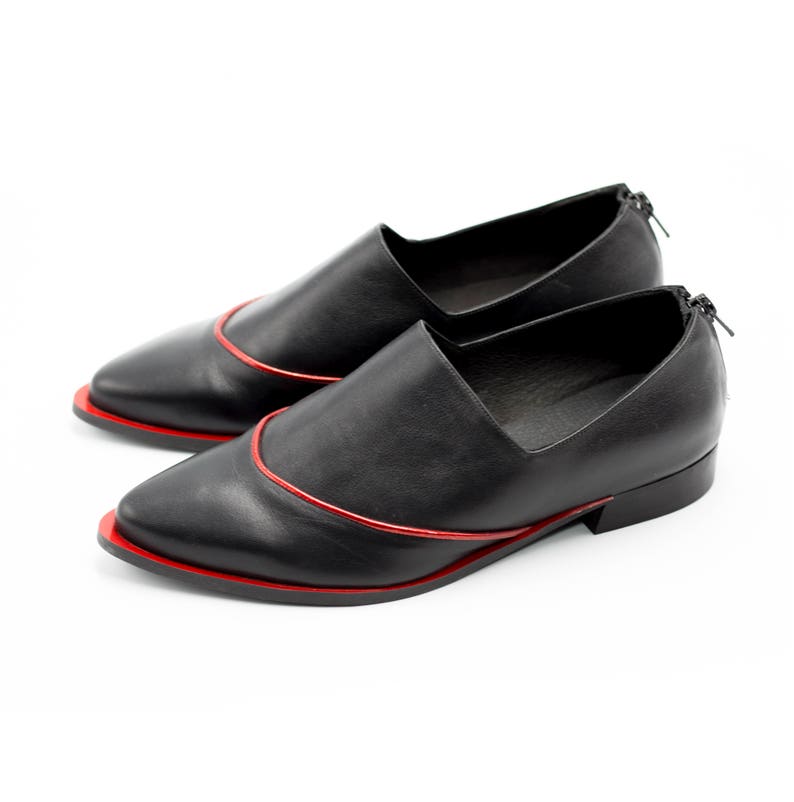 Women Formal Shoes, Flat Black Leather Shoes, Elegant Shoes, Comfortable Flats, Casual Shoes, Handmade Shoes, Pointy Shoes image 4