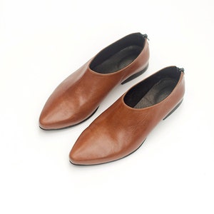 Camel Brown Flat Slip On Shoes, Pointed Toe Loafers, Women Formal Shoes, Urban Stylish Shoes, Trendy Women Shoes