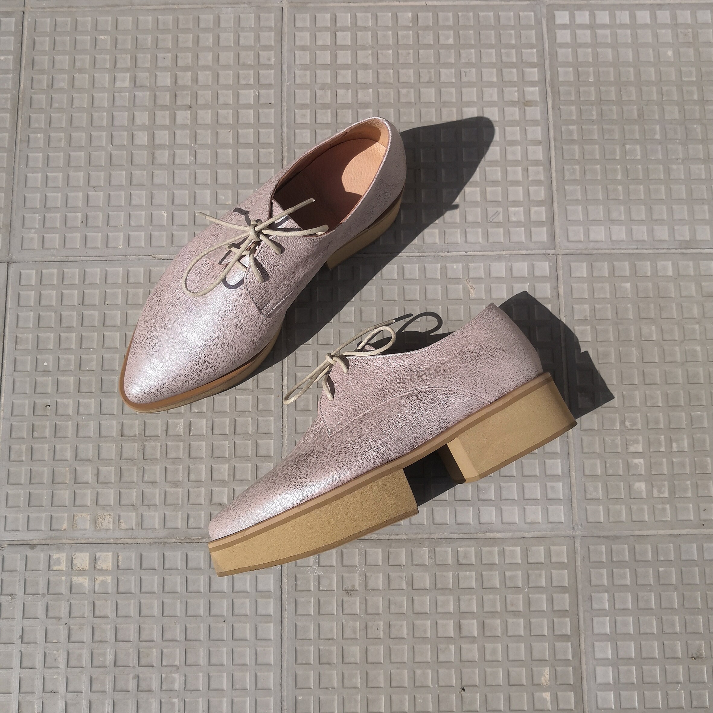 Silver Purple Textured Leather Oxford 