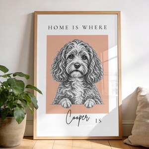 Póster personalizado de perro Cavapoo, nombre personalizado, regalo para amantes de los perros, decoración de pared.