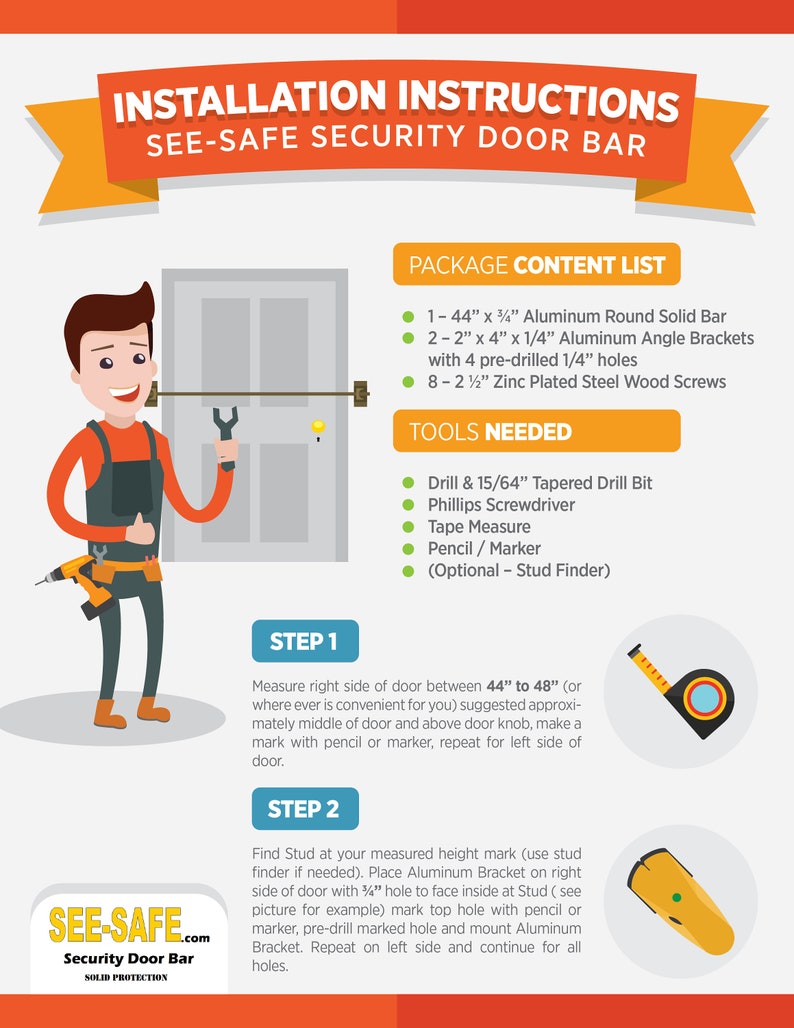 SEE-SAFE Home Security Door Bar Lock Barricade 70 image 10