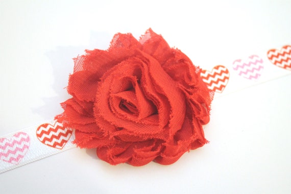 Chevron heart valentines headband, baby headband, newborn headband, toddler headband Il_570xn