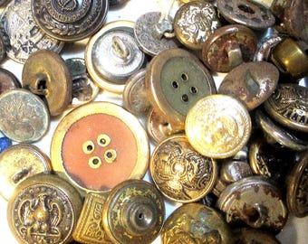 Lot of Vintage Metal Buttons Unsorted Military, Heraldry