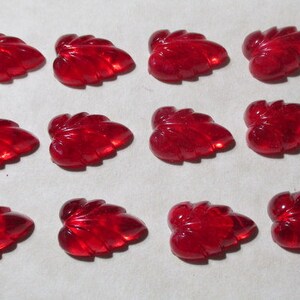 Molded Red Leaves (22) , Flat Back For Jewelry Design