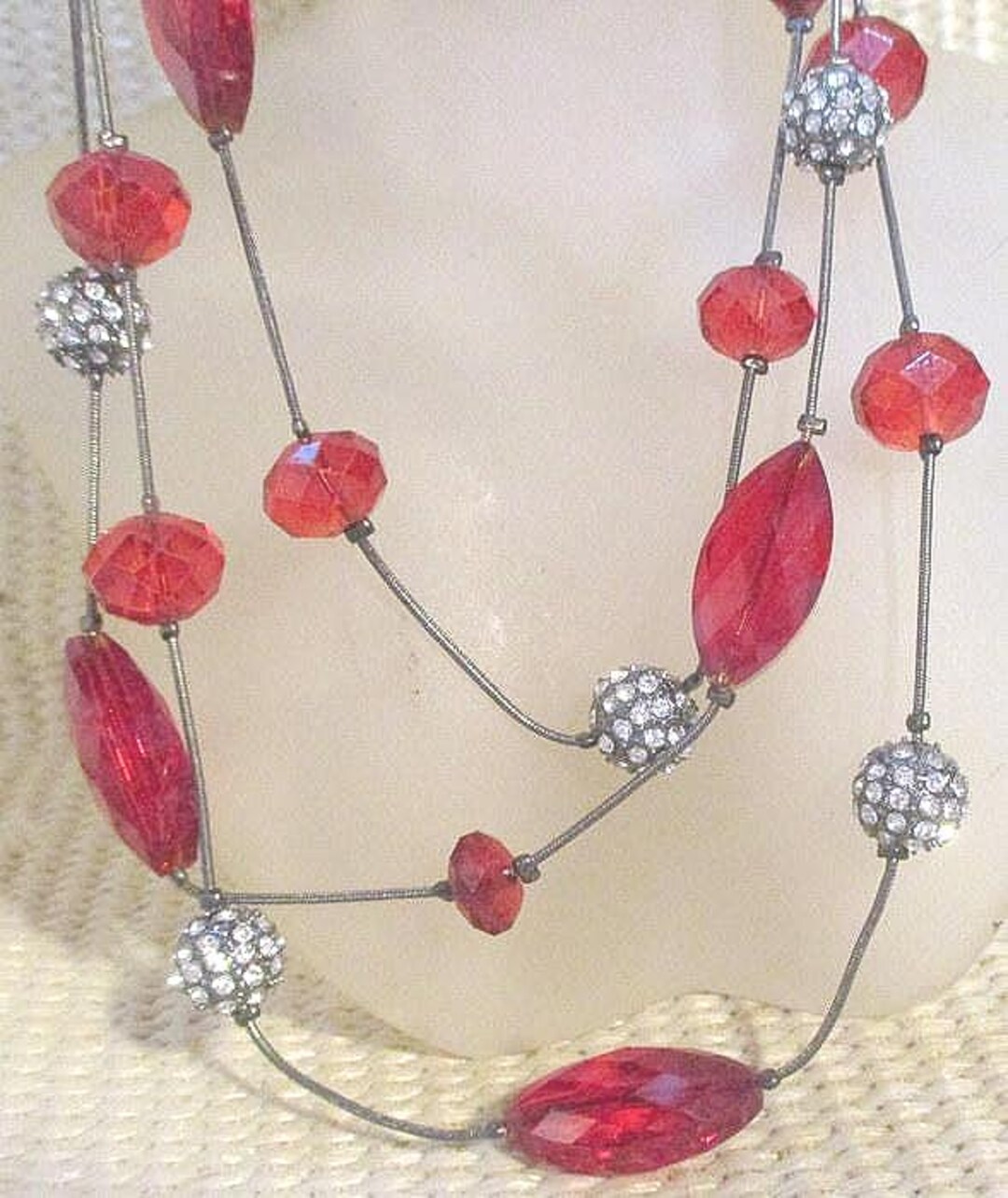 Red Rhinestone String Chain Sparkling Red Crystal and Rhinestone Beaded Chain Necklace - Etsy