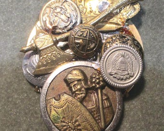 Viking Warrior Vintage Button Brooch
