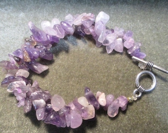 Sparkling Amethyst and Silver Nugget Bracelet