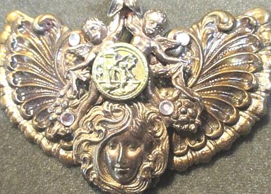 Vintage Button Brooch: Cherub Angel Wings Figurals 3-inch Rhinestone - Etsy
