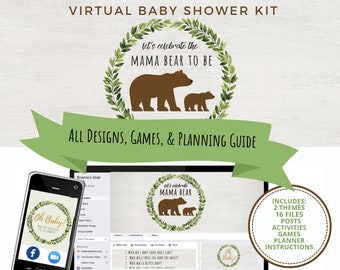 Virtual Baby Shower Guide and Kit with How to Host a Long-Distance Baby Shower - Baby Shower Games for Online Baby Shower on Facebook & Zoom