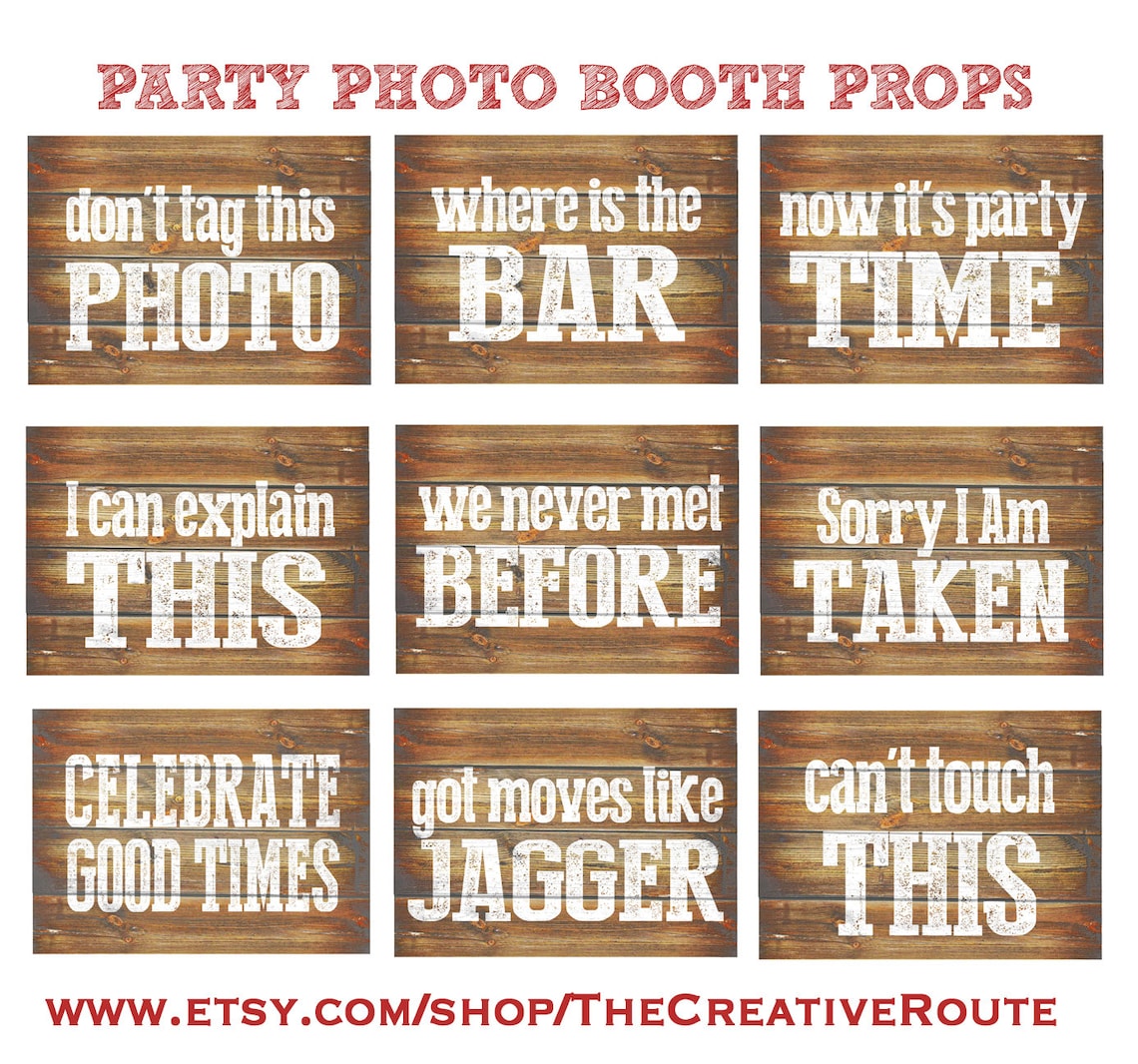 Party Photo Booth Props Printable 9 Large Funny DIY Photobooth | Etsy
