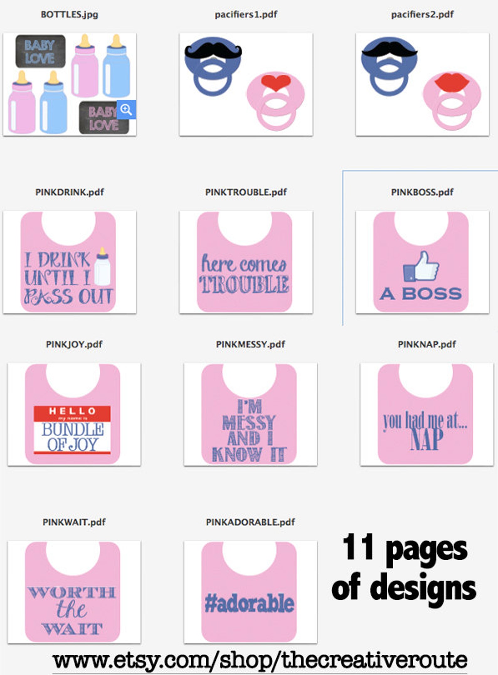 Baby Shower Photo Booth Props Printable Large 11 Page PDF DIY - Etsy