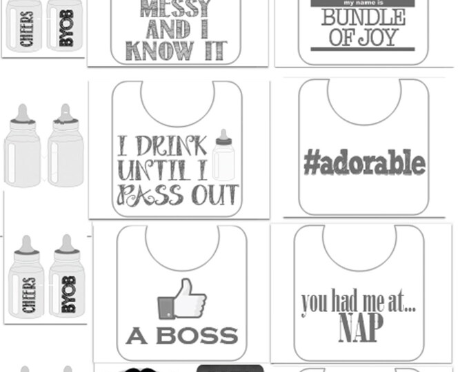 Baby Shower Photo Booth Props Printable Large 8 Page PDF DIY FUNNY