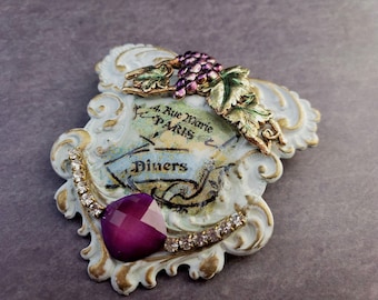 Brooch, Paris Brooch, Grape Brooch, Wine Country, Paris