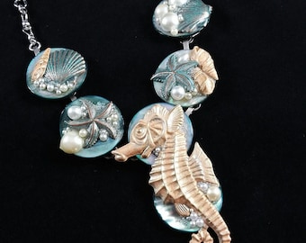 Sea Horse Necklace, Seahorse Necklace, Ocean Necklace, Beach Necklace, Summer Necklace, Seashell Necklace, Starfish Necklace, Beach Wedding,