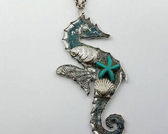 Jewelry, Seahorse Necklace, Seahorse Pendant, Seahorse Necklace, Ocean Jewelry, Reversible Necklace, Summer Necklace, Beach Necklace