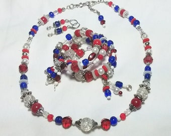 Patriotic Jewelry, Red White & Blue, July 4th jewelry, Independence Day, Jewelry Set, USA jewelry, Summer Jewelry