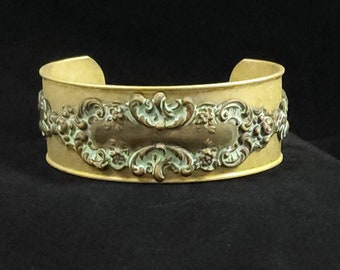 Brass Cuff, Brass Bracelet, Patina Brass Cuff, Women's Cuff Bracelet, Ren Faire Cuff