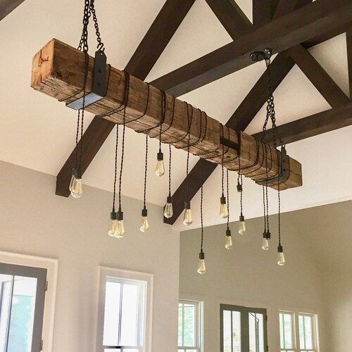 Rustic Chandelier Light Fixture Reclaimed Wood Beam 72 Rustic Chandelier Light Fixture, Reclaimed Wood Beam Light Fixture