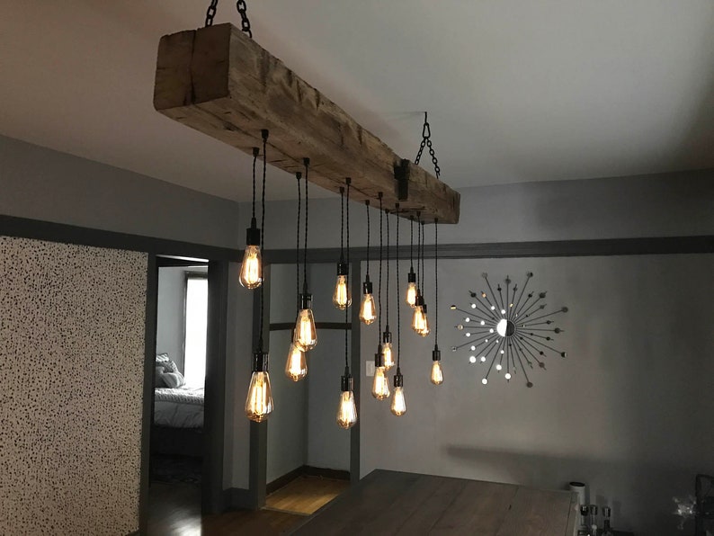 Reclaimed Barn Beam Light Fixture Chandelier With LED Edison Etsy