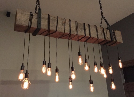 Wood Beam Light Fixture W Edison Bulbs, Edison Bulb Ceiling Light Fixtures