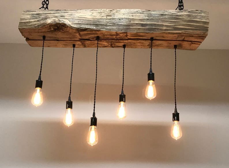 Farmhouse Chandelier 48 Reclaimed Barn Sleeper Beam Wood Image 0