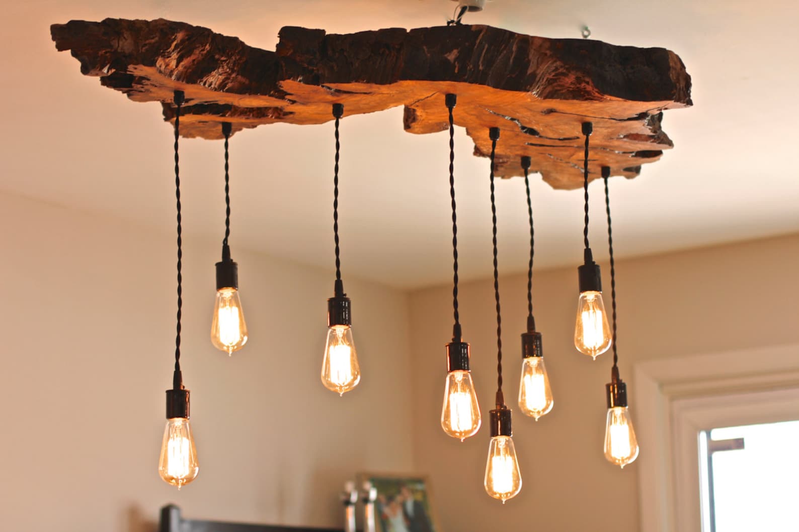 Olive Wood LiveEdge Light Fixture. Earthy/Rustic/Contemporary Etsy