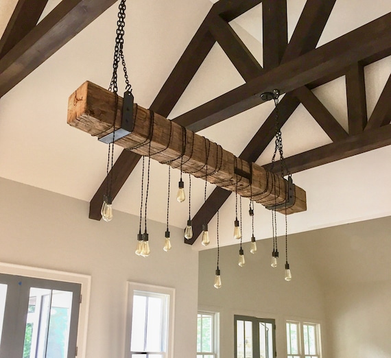 Reclaimed wood on sale beam light fixture
